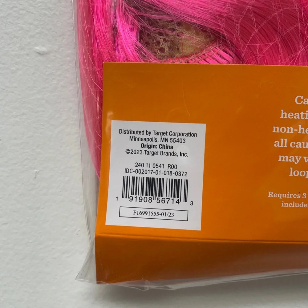 Light Up Bright Hot Pink Bob Hair Wig, Halloween Costume, with bangs chin length - Picture 5 of 6